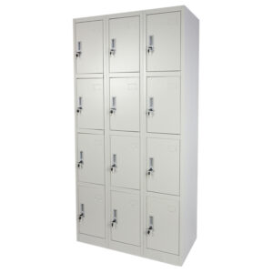 12 DOOR METAL STORAGE LOCKER – LIGHT GREY (WIDE FORMAT) GOPHD-LK312S