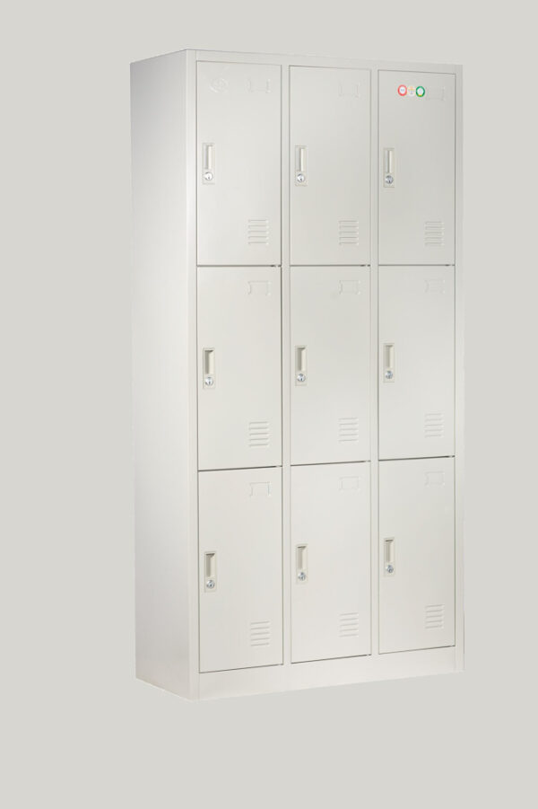 9 DOOR METAL STORAGE LOCKER – LIGHT GREY (WIDE FORMAT) GOPHD-SLK309S - Image 2