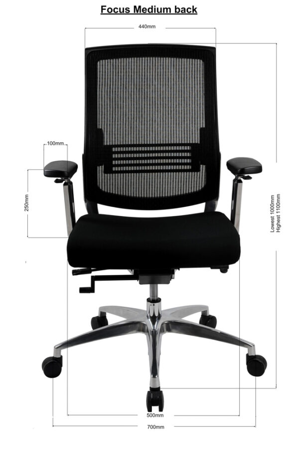 GOPZ-W14MBK FOCUS Series Mesh Chair – Medium Back - Image 6