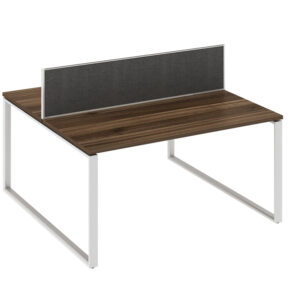 WorkSmart Series Double-Sided Desks with Desktop and Screen - Loop Frame