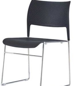 Lumin II Visitor Chair Black Solid Chrome base Fully Assembled