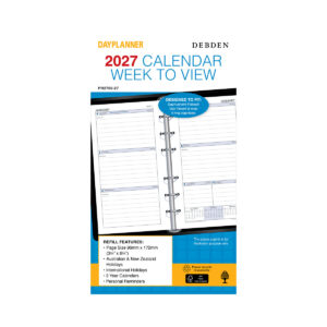 PR2700 REFILL 2026 DEBDEN DAYPLANNER 96X172MM PERSONAL 6 RING WEEK TO VIEW Last 2 In Stock